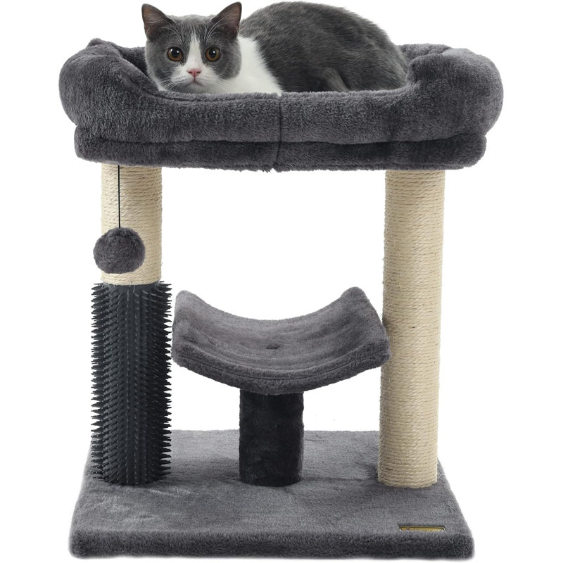 Cat Tree Tower Cat Scratching Post For Indoor Cats Featuring With Super Cozy Perch Cat Self Groomer And Interactive Dangling Ball Great For Kittens